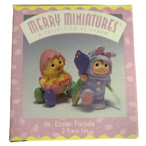 Vintage HALLMARK '97 Merry Miniature Figurines "Easter Parade" 2 pc Chick Bunny